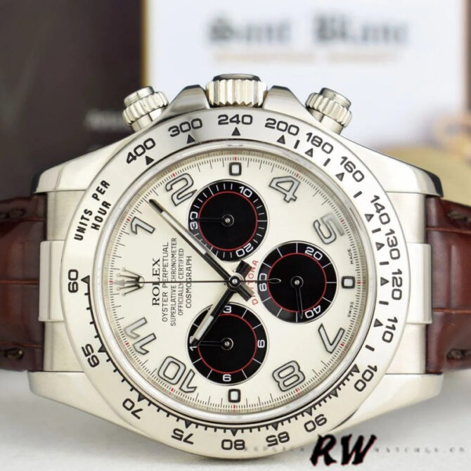 Rolex Daytona 116519 Panda Dial Chocolate Leather Strap 40mm Mens Replica Watch