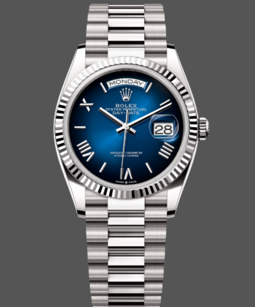 Replica Rolex Day Date 36 White Gold Blue Ombre Dial M128236 0020