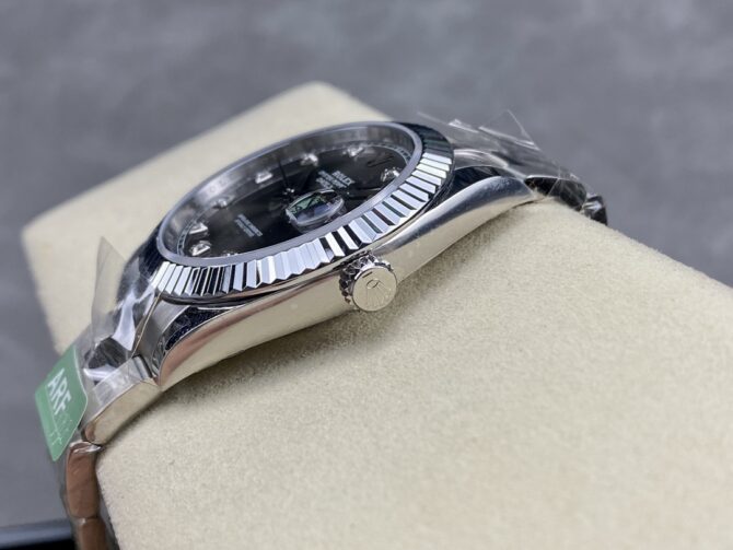 Rolex Datejust m126334 0005 Fluted Bezel Dark Rhodium Grey Dial 41MM Mens Replica Watch