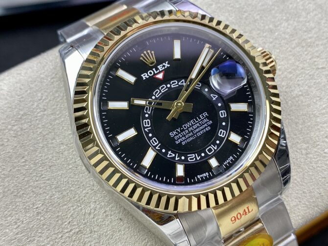 Rolex Sky Dweller 42 Yellow Rolesor Black Dial Oyster M336933 0003 Men's Watch