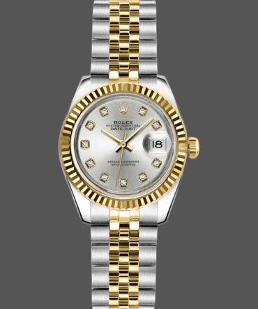 Rolex Datejust 179173 Gray Diamond Dial Fluted Bezel 26MM Lady Replica Watch