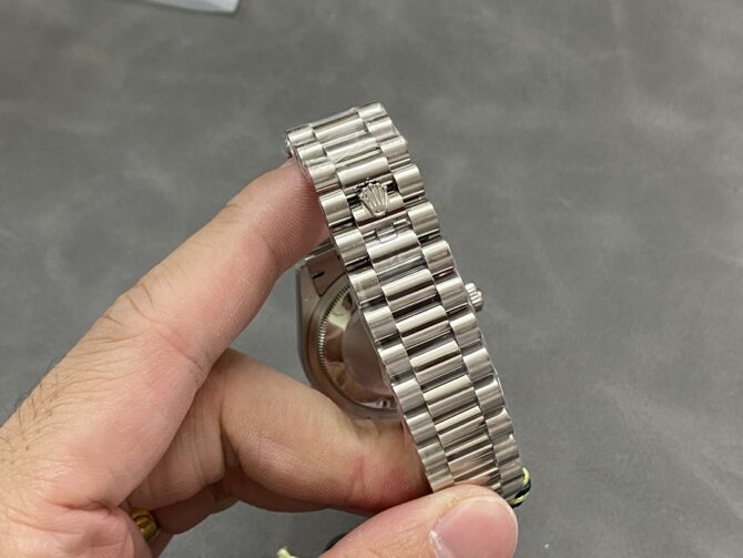 Replica Rolex Day-Date 128349RBR White Mother of Pearl Dial Diamond Bezel 36MM Lady Watch