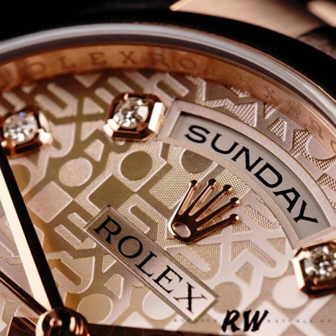 Replica Rolex Day-Date 118209 White Gold Silver Diamond Dial Automatic 36mm Unisex Watch