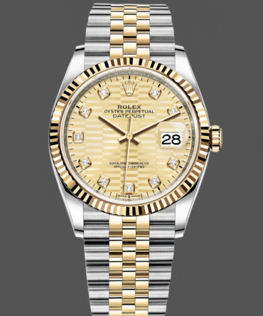 Rolex Datejust 36 126233 0045 Champagne Fluted Motif Diamond Dial