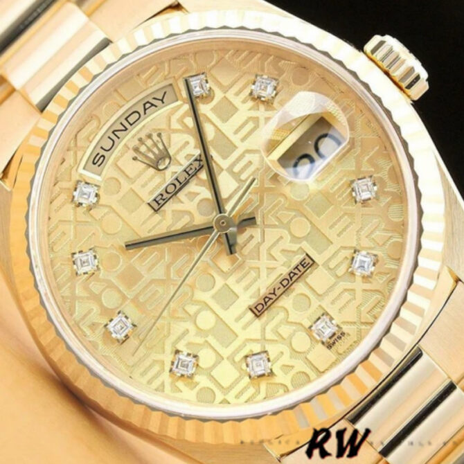 Replica Rolex Day-Date 118238 Yellow Gold Champagne Jubilee Diamond Dial 36mm Unisex Watch