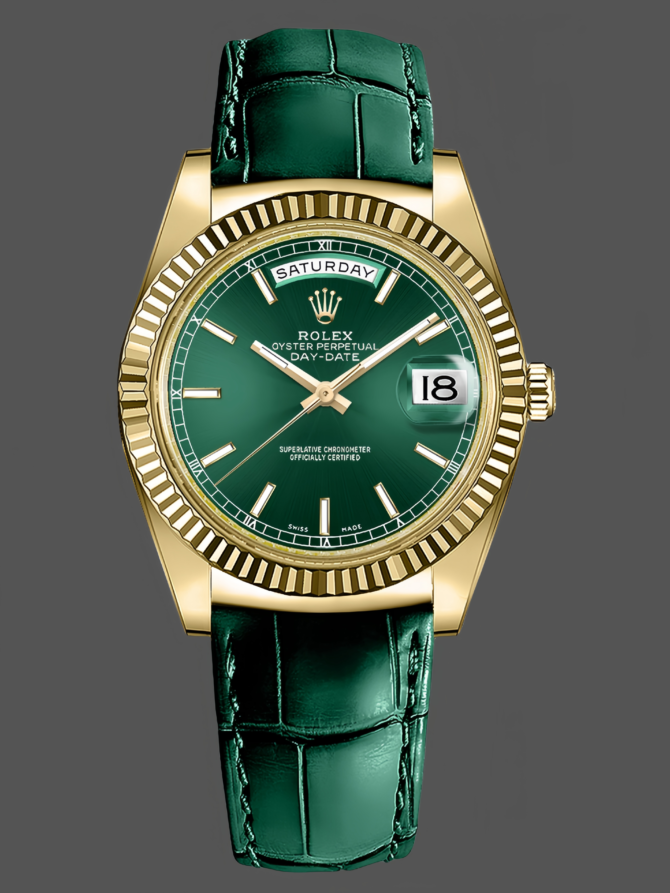 Replica Rolex Day Date 36 Green Dial Solid 18k Yellow Gold 118138 0003