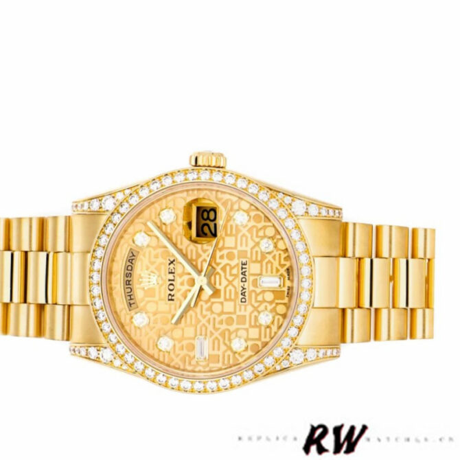 Replica Rolex Day-Date 118388 Champagne Roman Numeral Dial 36MM Unisex Watch