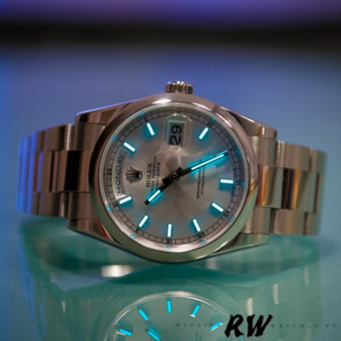 Replica Rolex Day-Date 118235 MOP Black Dial 36mm Unisex Watch