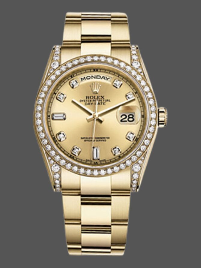 Replica Rolex Day-Date 118388 Champagne Roman Numeral Dial 36MM Unisex Watch