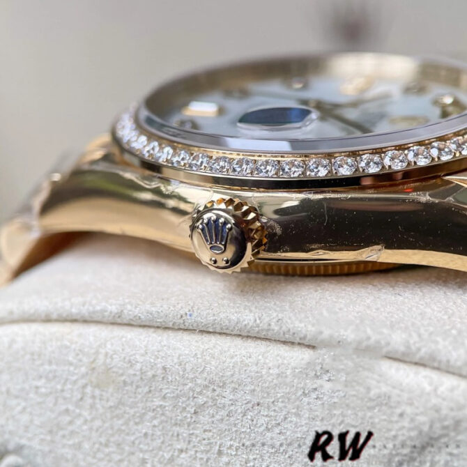 Replica Rolex Day Date 128348RBR MOP Yellow Gold 36MM Unisex Watch