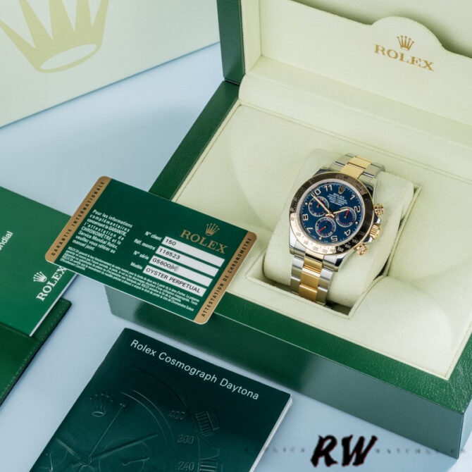Rolex Daytona 116523 Steel Yellow Gold Blue Racing Dial 40mm Mens Replica Watch