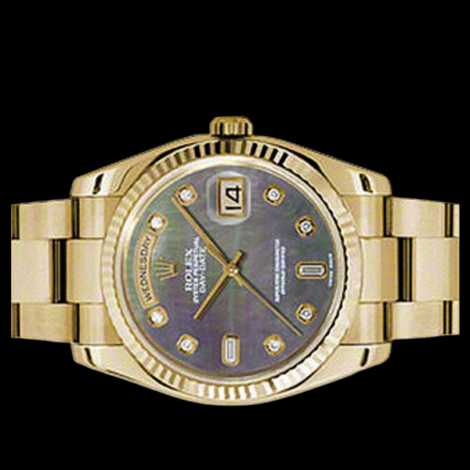 Replica Rolex Day-Date 118238 Dark Mother of Pearl Diamond 36mm Unisex Watch