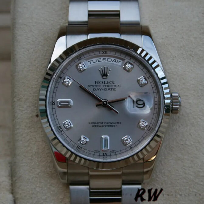 Replica Rolex Day-Date 118239 Rhodium Roman Dial 36mm Unisex Watch