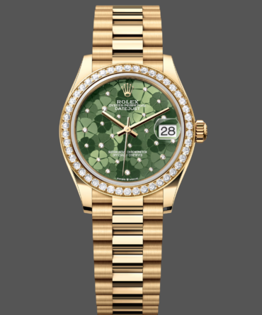 Rolex Datejust 31 Yellow Gold Olive Green Floral Motif Diamond Bezel M278288RBR 0038