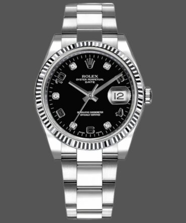 Rolex Oyster Perpetual Date 115234 Black Diamond Dial 34mm Unisex Replica Watch