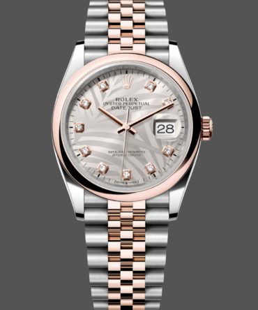 Rolex Datejust 36mm 126201 0038 Silver Palm Motif Dial Oyster Bracelet Watch