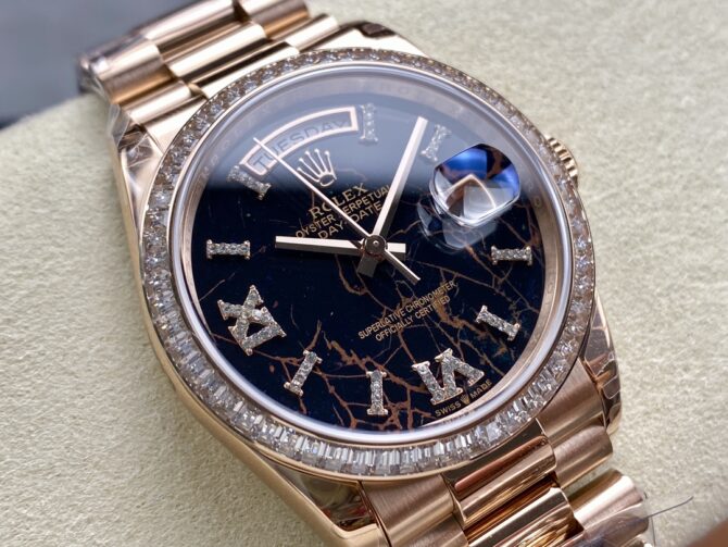Replica Rolex Day-Date 128345RBR Eisenkiesel dial Everose Gold 36MM Unisex Watch