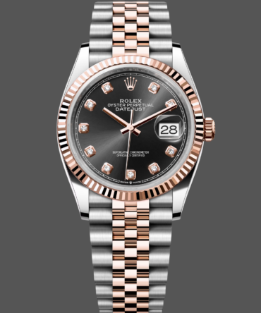 Rolex Datejust 36 Everose Gold Black Diamond Dial M126231 0019 Women's Watch