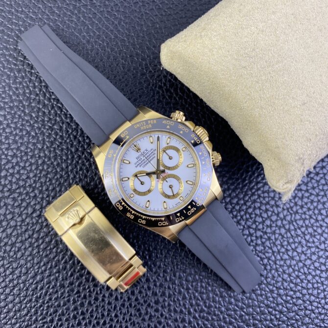 Rolex Cosmograph Daytona 116518LN White Dial Black Rubber Strap 40mm Mens Replica Watch