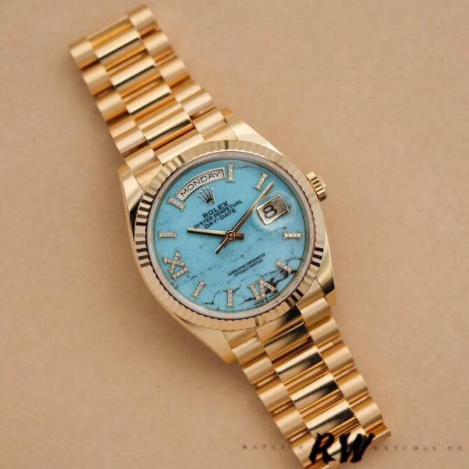 Replica Rolex Day-Date m128235 0009 Everose Gold Pink Rose Dial 36MM Unisex Watch