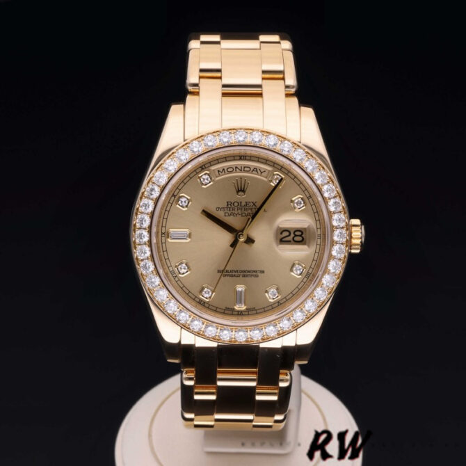 Replica Rolex Day-Date 18948 Champagne Diamond Dial Special Edition 39MM Mens Watch