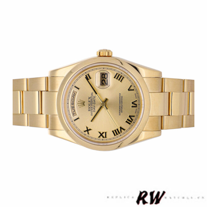 Replica Rolex Day-Date 118208 Yellow Gold Champagne Dial 36mm Unisex Watch