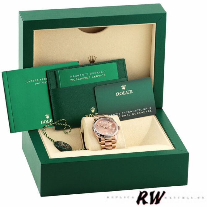 Replica Rolex Day-Date m128235 0009 Everose Gold Pink Rose Dial 36MM Unisex Watch