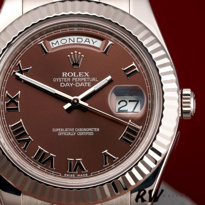 Replica Rolex Day-Date 228235 Sundust Index Dial Fluted Bezel 40mm Mens Watch