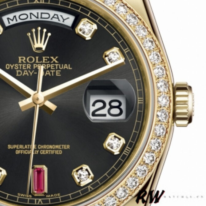 Replica Rolex Day-Date 118348 Silver Diamond Dial 36mm Unisex Watch