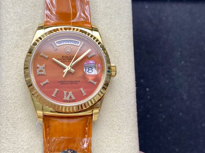 Replica Rolex Day-Date 128239 Blue Ombre Diamond Dial 36MM Unisex Watch
