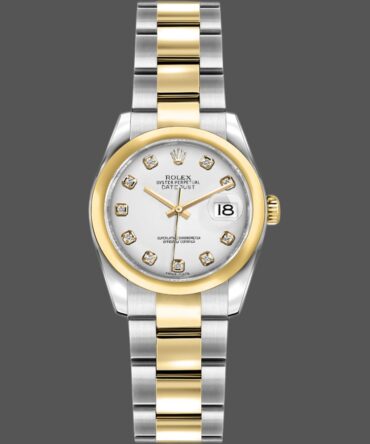 Rolex Datejust 179163 White Diamond Dial Domed Dezel 26MM Lady Replica Watch