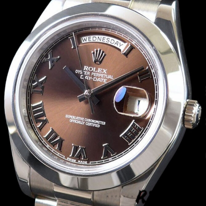 Replica Rolex Day-Date 118209 White Gold Chocolate Brown Dial 36mm Unisex Watch