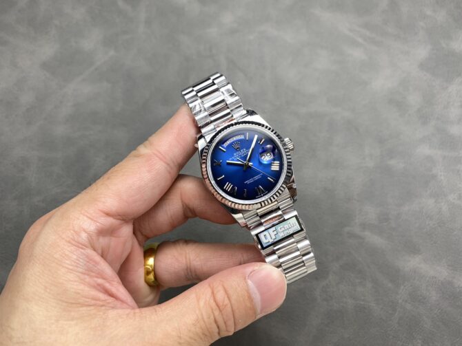 Replica Rolex Day Date 36 White Gold Blue Ombre Dial M128236 0020
