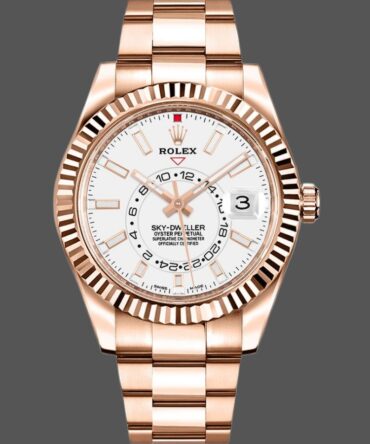 Rolex Sky-Dweller 326935 Rose Gold White Dial 42mm Mens Replica Watch