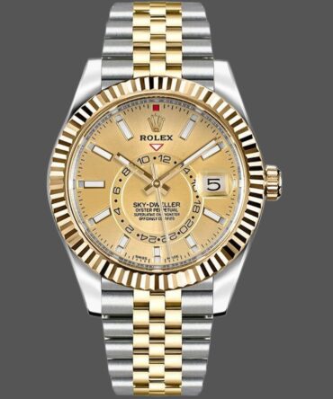 Rolex Sky-Dweller 326933 Stainless Steel Yellow Gold Champagne Dial 42MM Mens Replica Watch