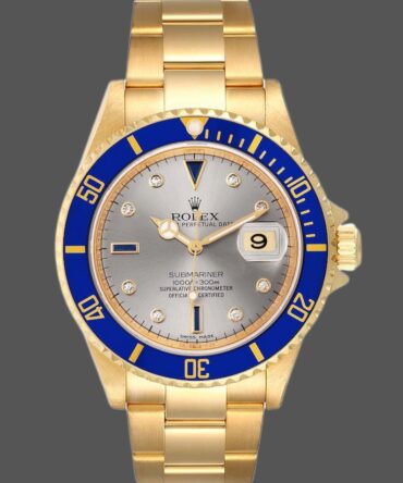 Rolex Submariner 16618 Serti Dial Blue Bezel 40mm Mens Replica Watch