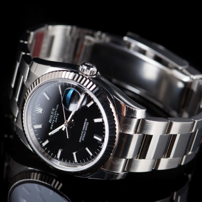 Rolex Oyster Perpetual Date 115234 Black Dial 34mm Unisex Replica Watch