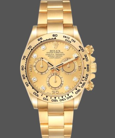 Rolex Daytona 116508 Yellow Gold Champagne Diamond Dial 40MM Mens Replica Watch