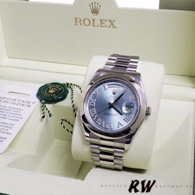 Replica Rolex Day-Date 218348 Wave Black Dial 41MM Mens Watch