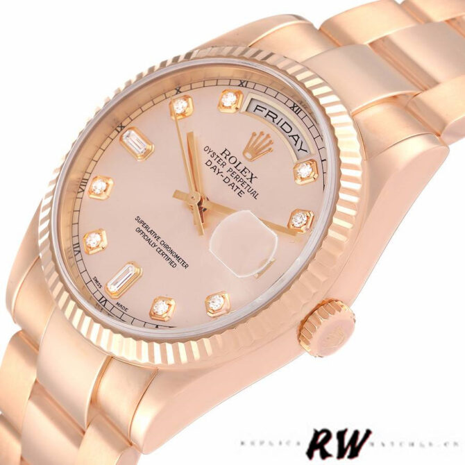 Replica Rolex Day-Date 118235 Rose Gold Chocolate Brown Dial 36mm Unisex Watch