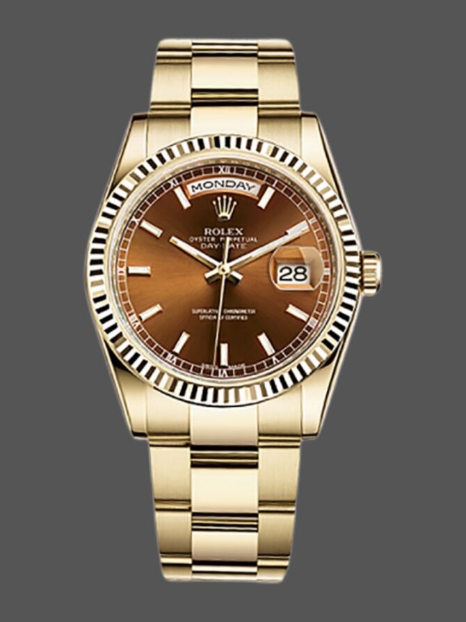 Replica Rolex Day-Date 118235 Rose Gold Chocolate Brown Dial 36mm Unisex Watch