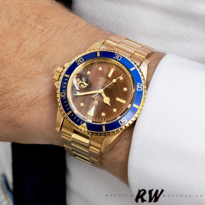 Rolex Submariner 1680/8 Tropical Dial yellow gold 40mm Mens Replica Watch