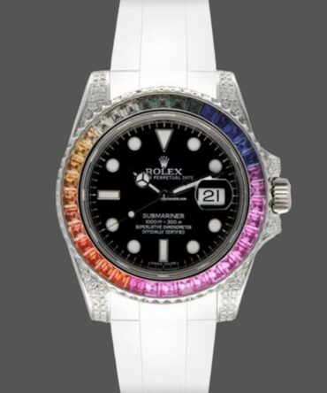 Rolex Submariner 116610 Black Dial White Rubber strap 40mm Mens Replica Watch