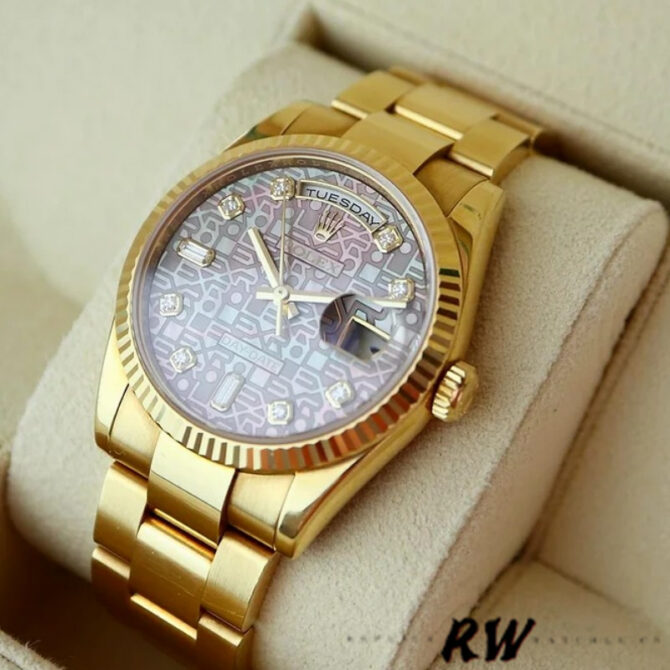 Replica Rolex Day-Date 118239 MOP Diamond Dial 36mm Unisex Watch