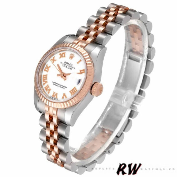 Rolex Datejust 179171 White Roman Numeral Dial Fluted Bezel 26MM Lady Replica Watch