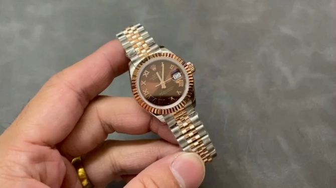 Rolex Datejust 28 Chocolate Index Steel & Rose Gold m279171 0009 Women's Watch