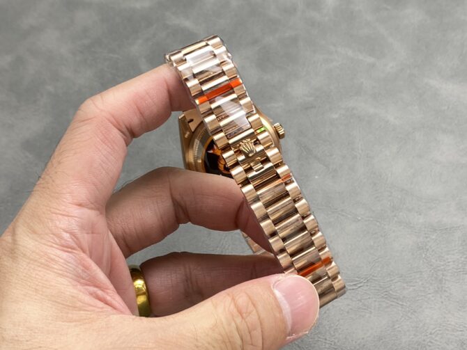 Replica Rolex Day Date Rose Gold Slate Diamond Dial President Bracelet M128235 0050