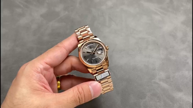 Replica Rolex Day Date Rose Gold Slate Diamond Dial President Bracelet M128235 0050