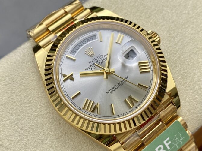Replica Rolex Day-Date 228238 Black Diamond Dial Fluted Bezel 40mm Mens Watch