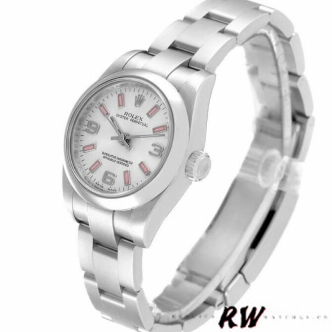 Rolex Oyster Perpetual 176200 Silver Dial Pink Luminous Markers 26MM Lady Replica Watch